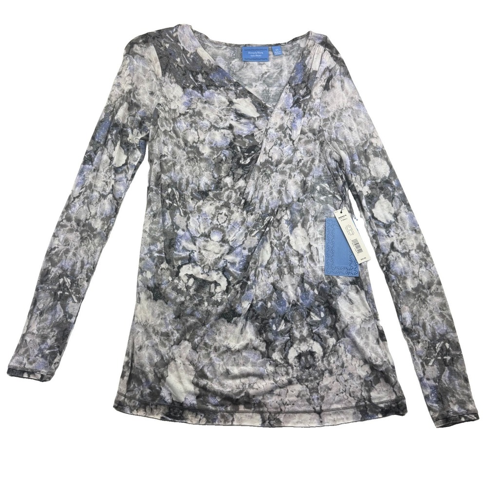 Simply Vera Vera Wang Top XS NWT Floral Cowl Neck Long Sleeve Tunic